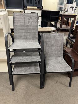 Patio Chairs Teslin Stackable Outdoor Chairs Dining Chairs Set of 4 for Lawn Balcony Porch Outside (Grey) — Brand New $120  ✨ Fully assembled and read