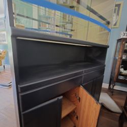 Cabinet With Glass Doors & Storage 