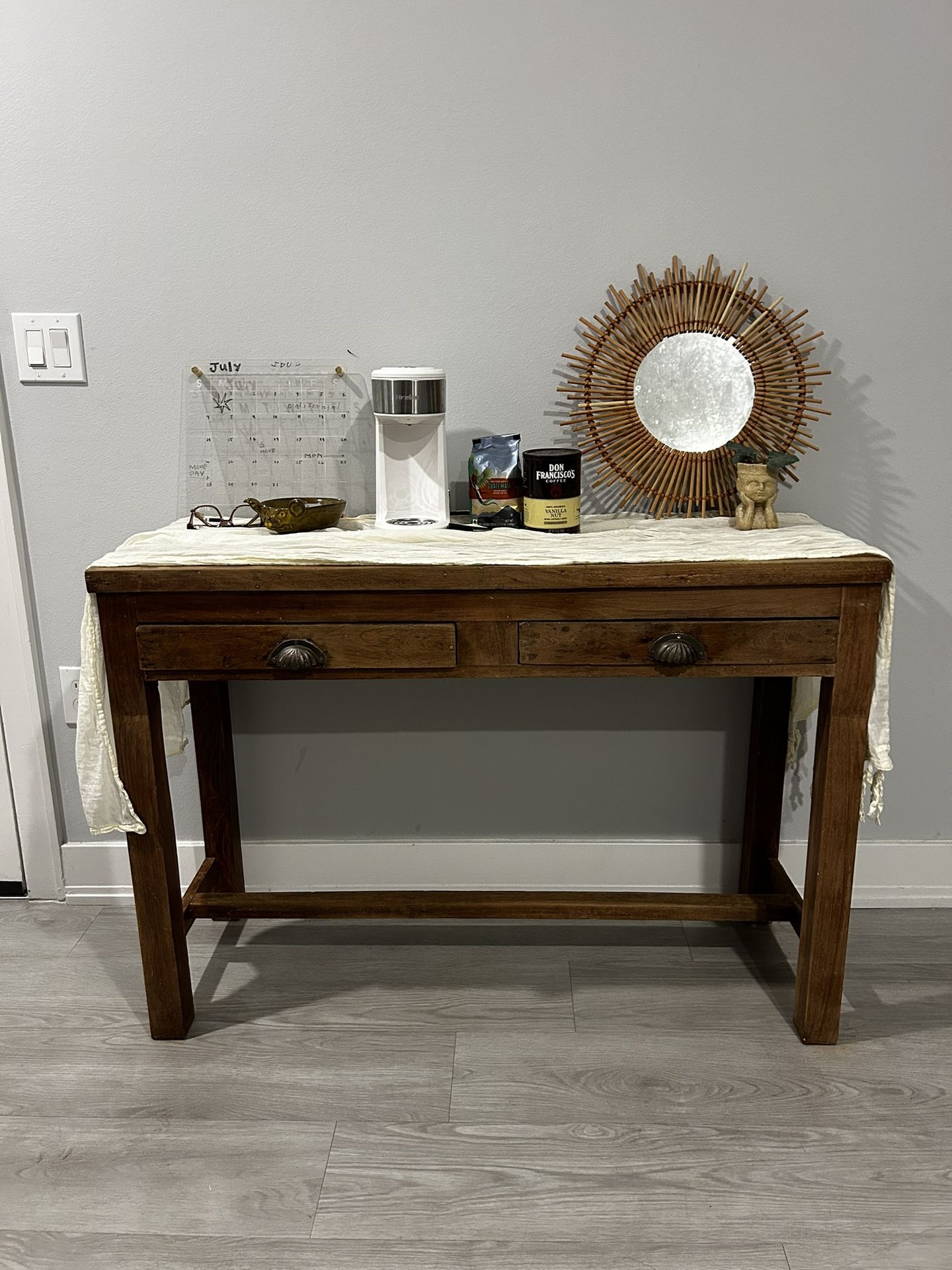 Vintage Real Wood Console Entryway Table with Drawers