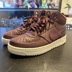 Nike Court Vision Mid-Top Burgundy Crush Winter Men's Shoes Size 8.5