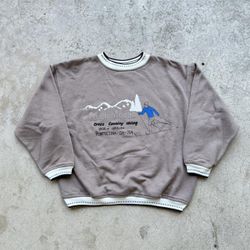 Vintage 90’s Ski La Montagna Italy Cross Country Skiing Brown Crewneck Sweater