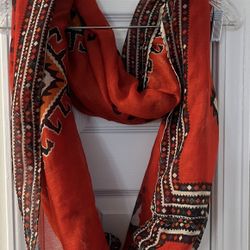 Red Scarf With Tribal Design