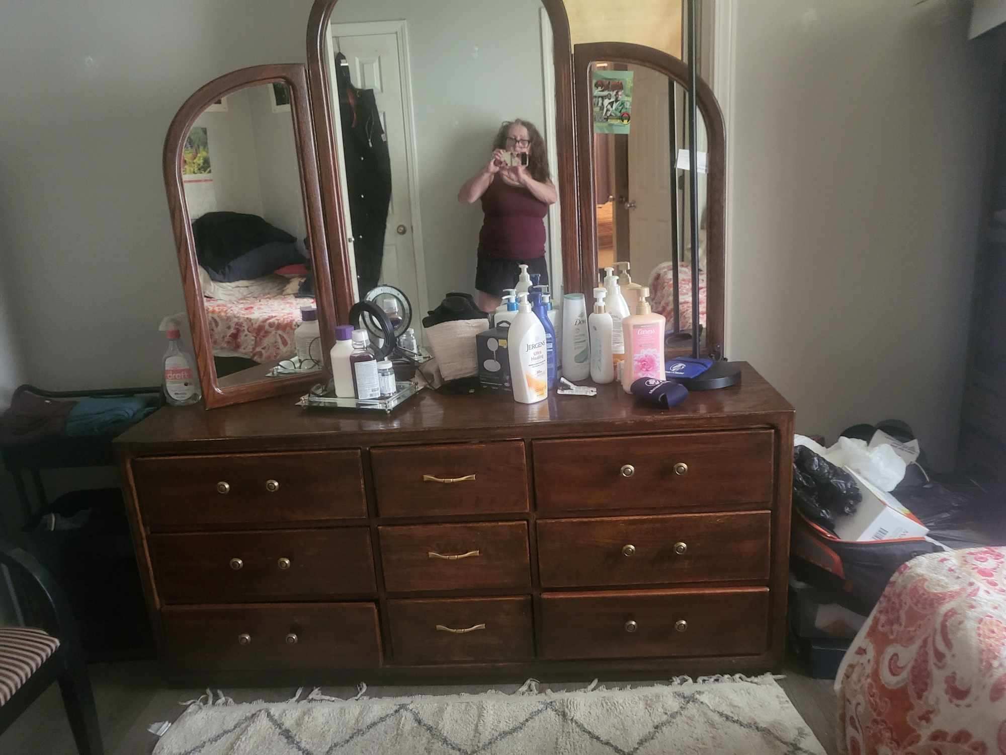 Long Dresser And Mirror And Talk Dresser/Stand