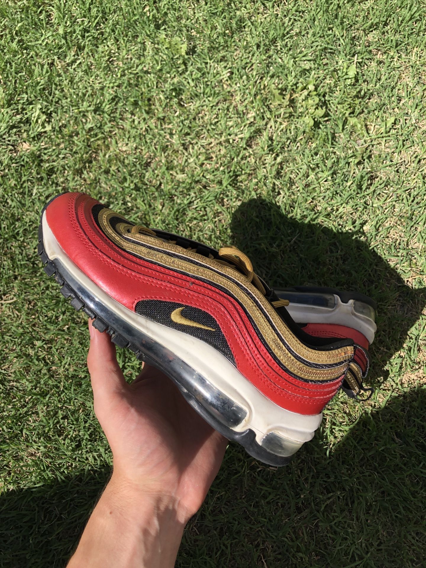 Nike Air Max 97 Red Gold Sequin (Women's) 6W