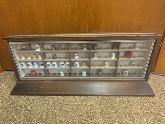 Vintage Thimbles Lot Collection with Wooden Display Case