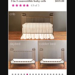 Brass/ Antique Gold Baby Crib/ Toddler Bed 