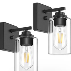 Set of 2 Wall Sconces Modern Vanity Light Fixtures, Matte Black