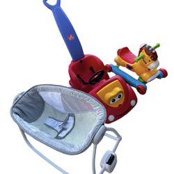 Compact Portable Baby Swing ,Toy Horse And Buggy Toddler Push Car . All Need Batteries Accept The Push Car 