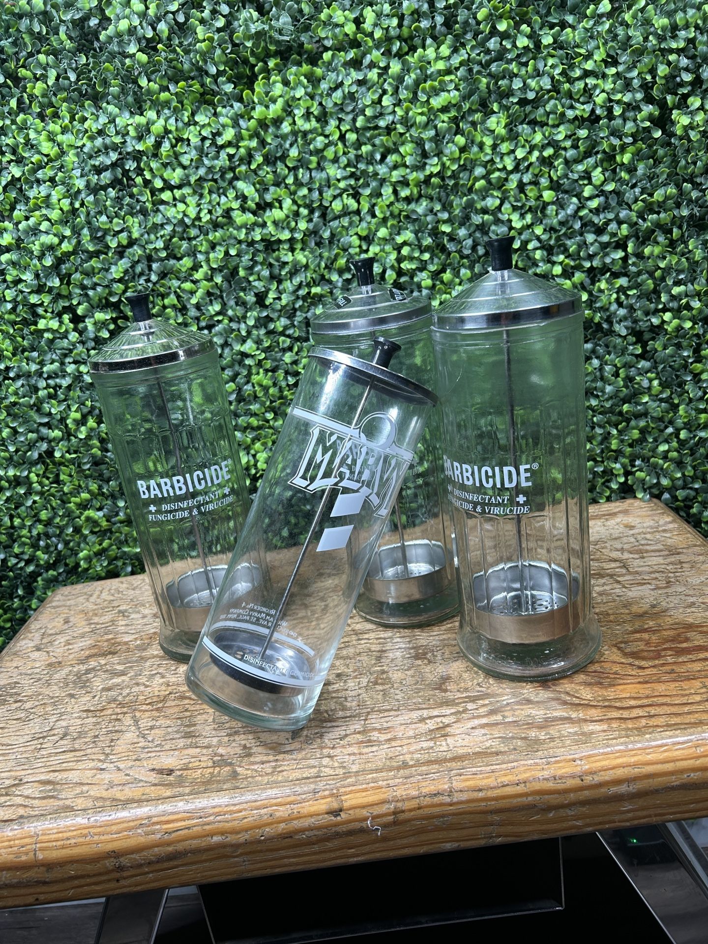 Barber jars “Disinfectant”