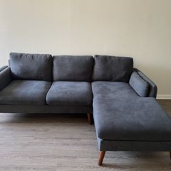 Couch L-shape Grey Color Canvas