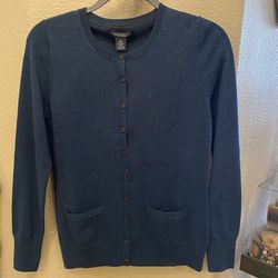 NWT~BANANA REPUBLIC Women Teal Extra Fine Merino Wool Blend Cardigan Size Small