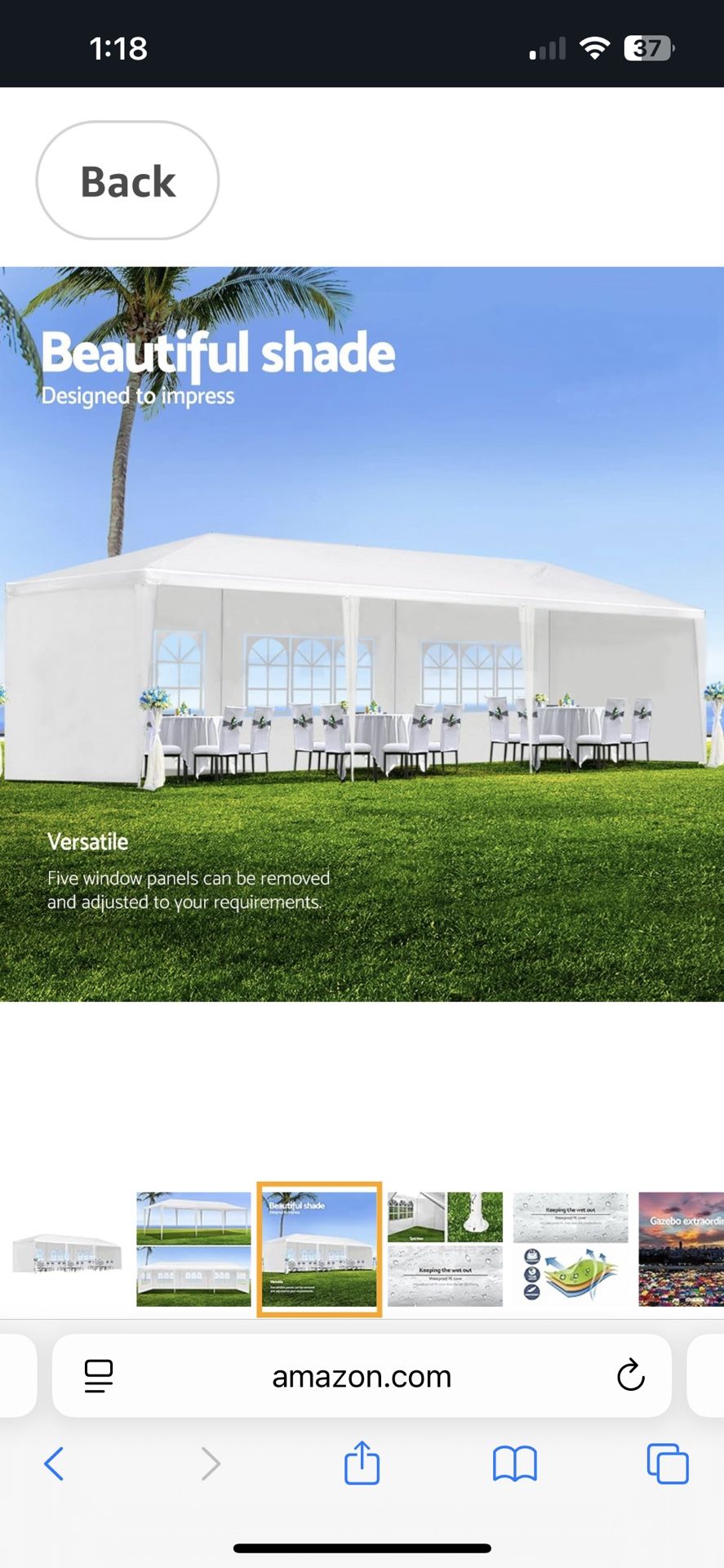 Outdoor Gazebo 10 x 30ft White Heavy Duty Canopy Event Tent with 5 Removable Sidewalls for Party Wedding Tent Pavilion Bea