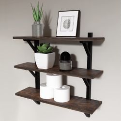 brown floating shelf