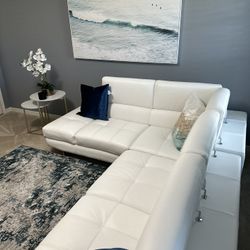 Snow White Sectional Leather Couch 