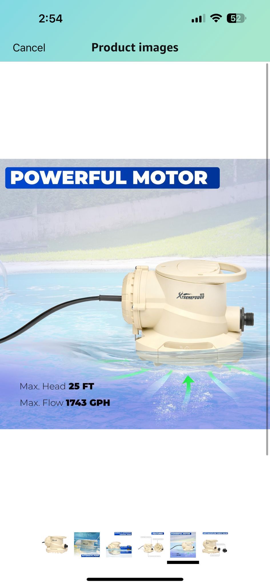 XtremepowerUS 1/2HP Pool Cover Pump Automatic/Manual Swimming Submersible Pump Water Remove Pump for Swimming Pool, Garden Pond, Hot Tub 35
