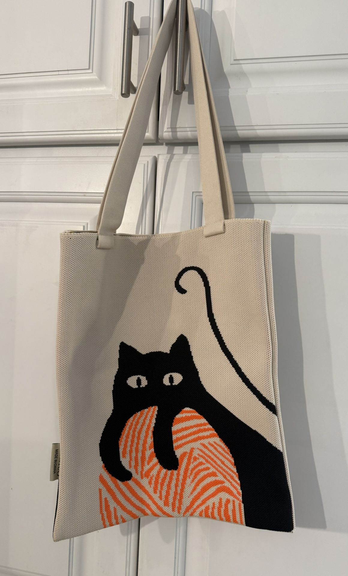 Cat Handmade knit bag