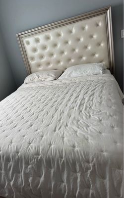 Tufted Upholstered Headboard with Silver Frame