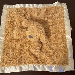 Cloud Island Brown Puppy Lovey  Dog Tan Satin Trim Baby Blanket