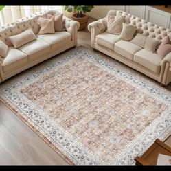 New 6*9 Area Rug Soft Machine Washable Rug Indoor Non-Slip Low Pile Faux Wool 