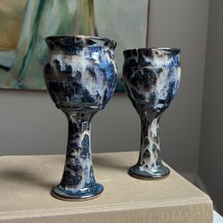 Mid Century Handcrafted Chalice Set ( H8" ) firm on price 