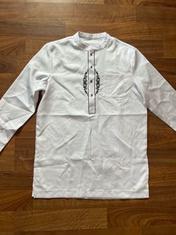 Men’s long sleeve, white religious shirt, brand new size medium