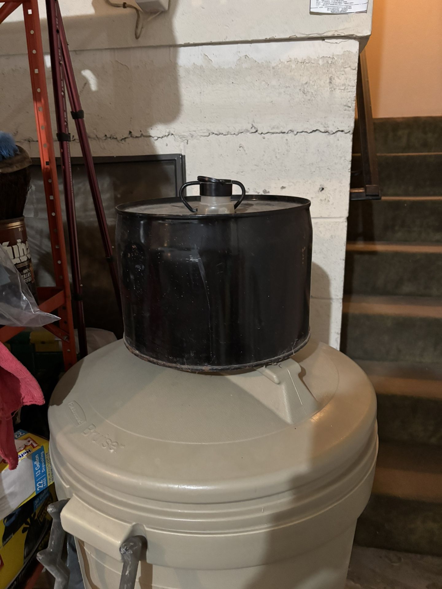 “Free Empty” 2.5 Gallon Round Metal Can with Spout