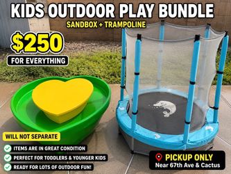 Kids Outdoor Play Bundle – Sandbox + Trampoline