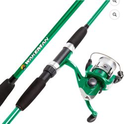 Fishing Rod and Reel Combo Spinning Reel Fishing Gear for Bass and Trout Fishing Great for Kids Green - Swarm Series by Wakeman
