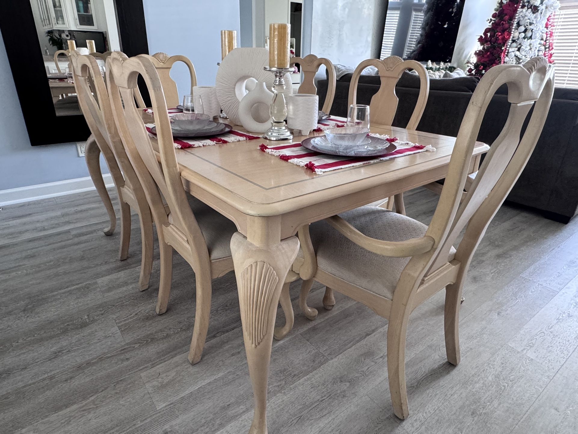 Natural Wood Dining Table For 6 People 