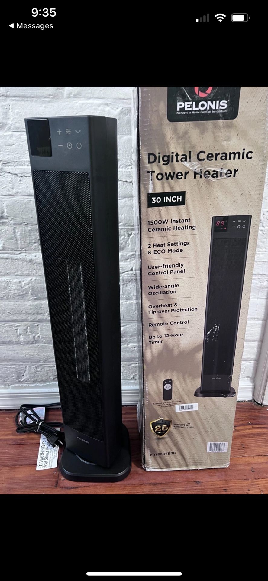 Pelonis 30 in. 1500-Watt Digital Tower Ceramic Heater PHT30D7BBB