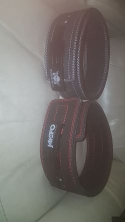 Two Leather Weightlifting Belts