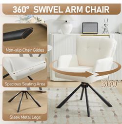 New Upholstered Swivel Chair (360°) – Cream/Beige Accent Chair