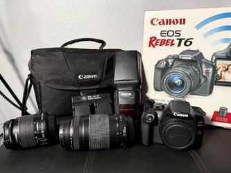 Canon EOS Rebel T6 DSLR Camera Bundle w/ 18-55mm & 75-300mm Lens + MORE!