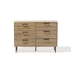 6-Drawer Wood Dresser with Metal Legs