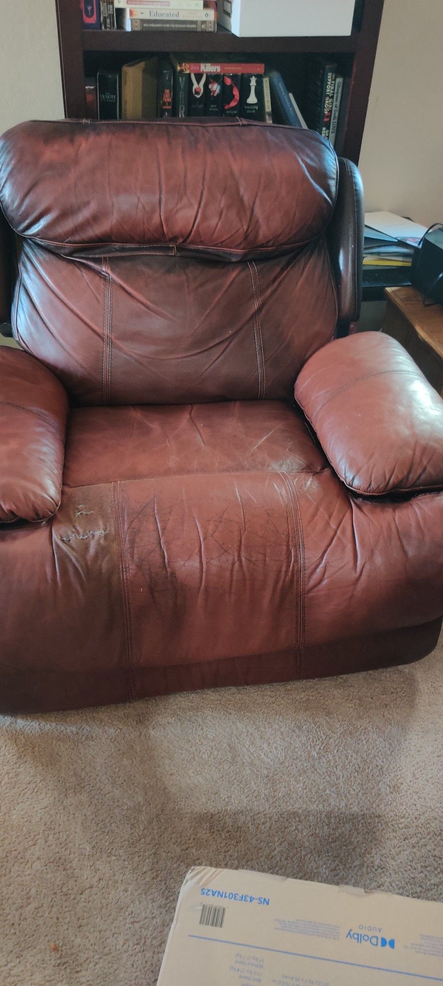 Leather Reclining Couch And Rocking Recliner Chair FREEEEE