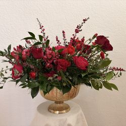 Florist Gold Compote Large Vase 