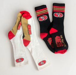 NFL Team Apparel San Francisco 49ers Black Crew Socks Adults Large (two Pairs)