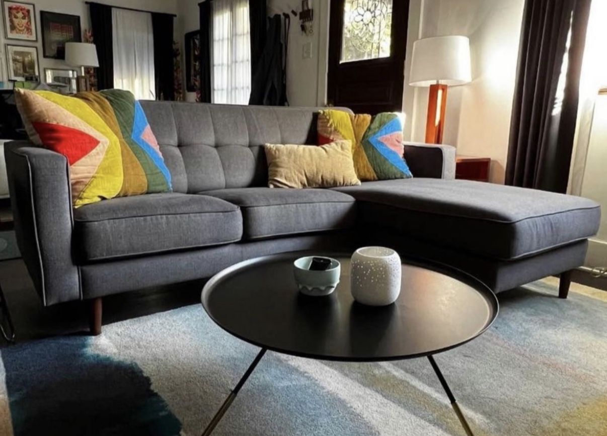 Gray Mid Century Modern Sectional Sofa with Chaise by Living Spaces
