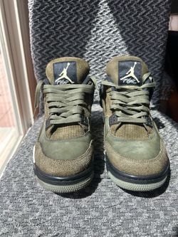 Air Jordan 4 Olive Green Suede Sneakers