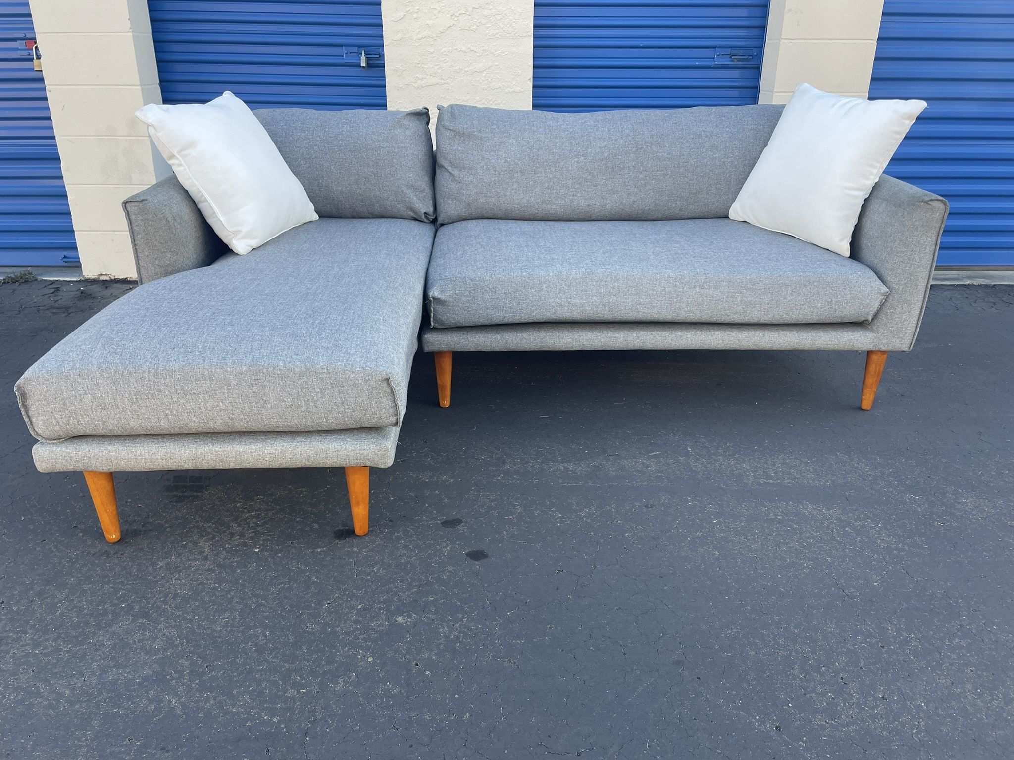 FREE DELIVERY!!! Gray/Blue 2 piece sectional couch with chase