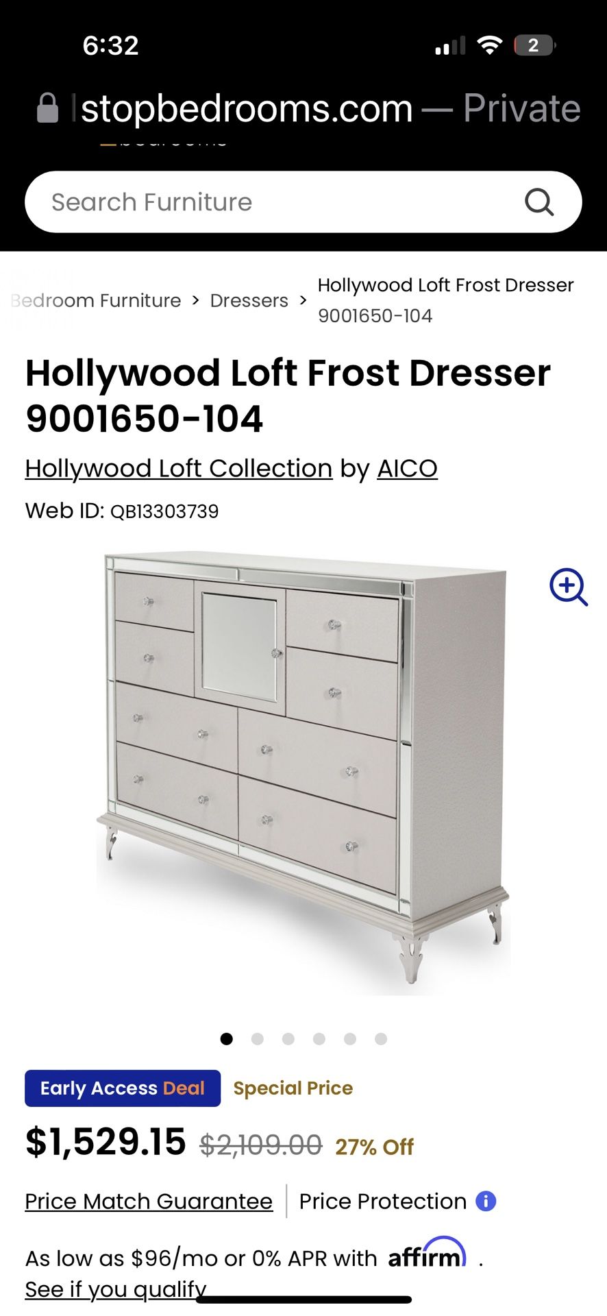 Hollywood ostrich dresser 