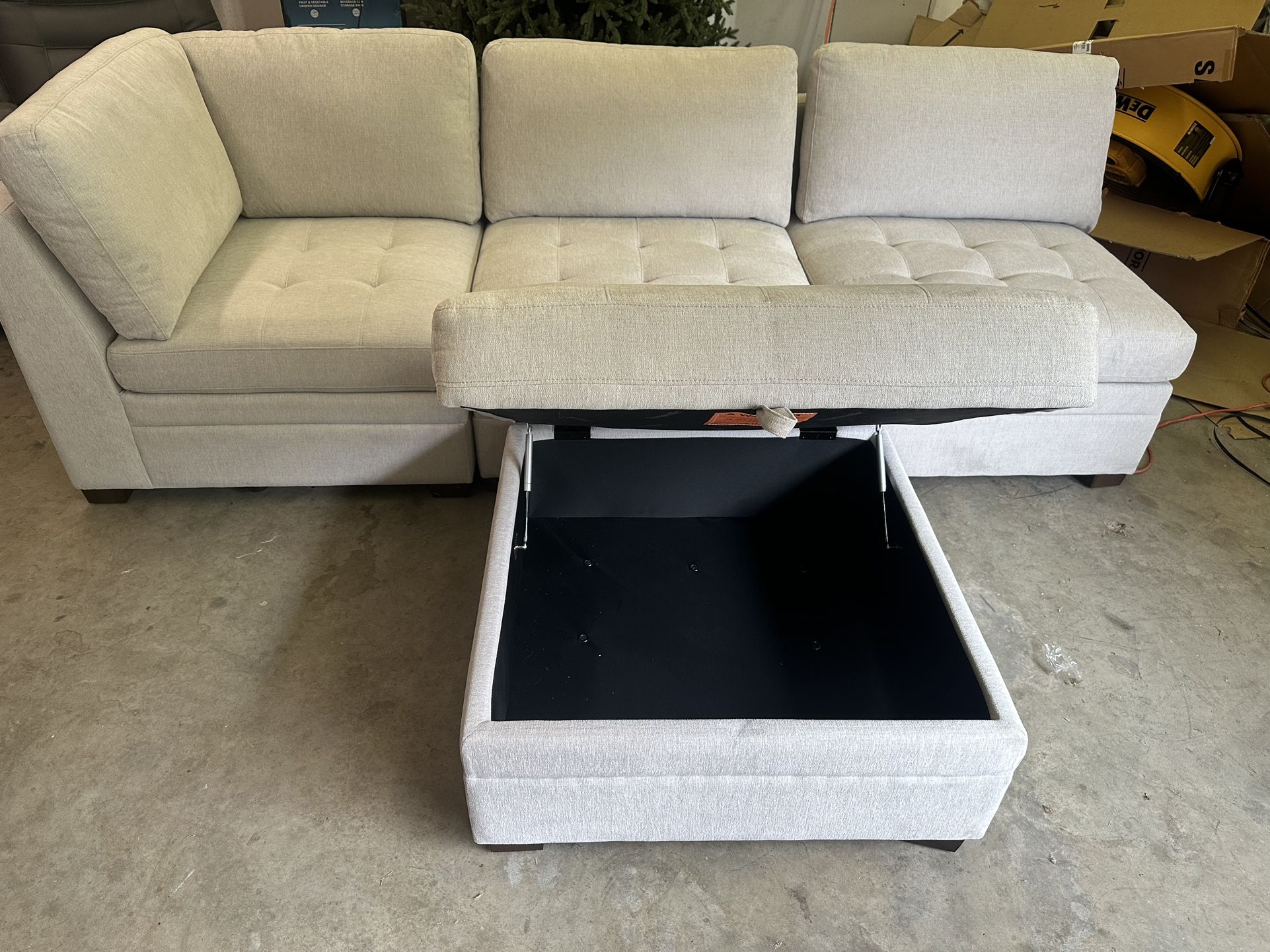 Four Piece Modular Sectional With Ottoman