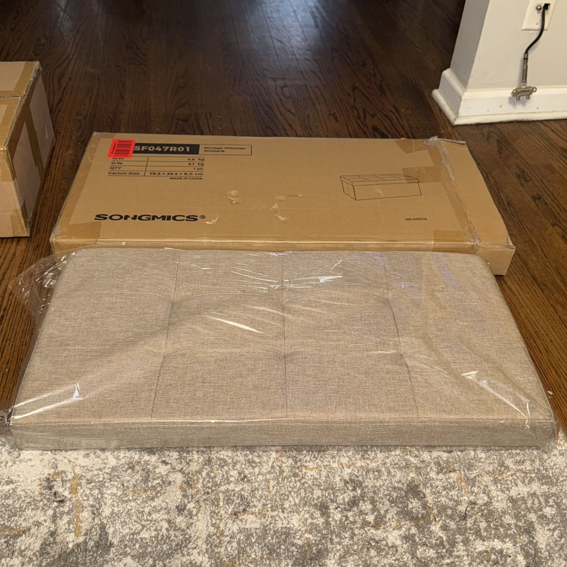 SONGMICS Mazie Collection - 30 Inches Folding Storage Ottoman - 15"D x 30"W x 15"H - Camel Brown