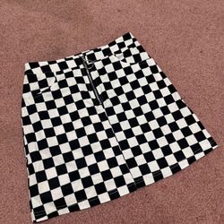 New Xs black white checkered mini skirt punk Emo goth gothic pencil zipper
