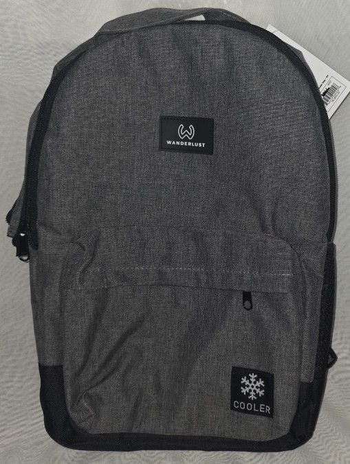 Wander Lust Grey Backpack Cooler 11"×16" 3 Insulated Pockets