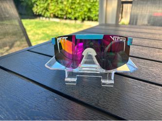 Brand new with out tags Pit viper  Shield Wraparound  Sunglasses Blue Plastic Frame Mirror UV400