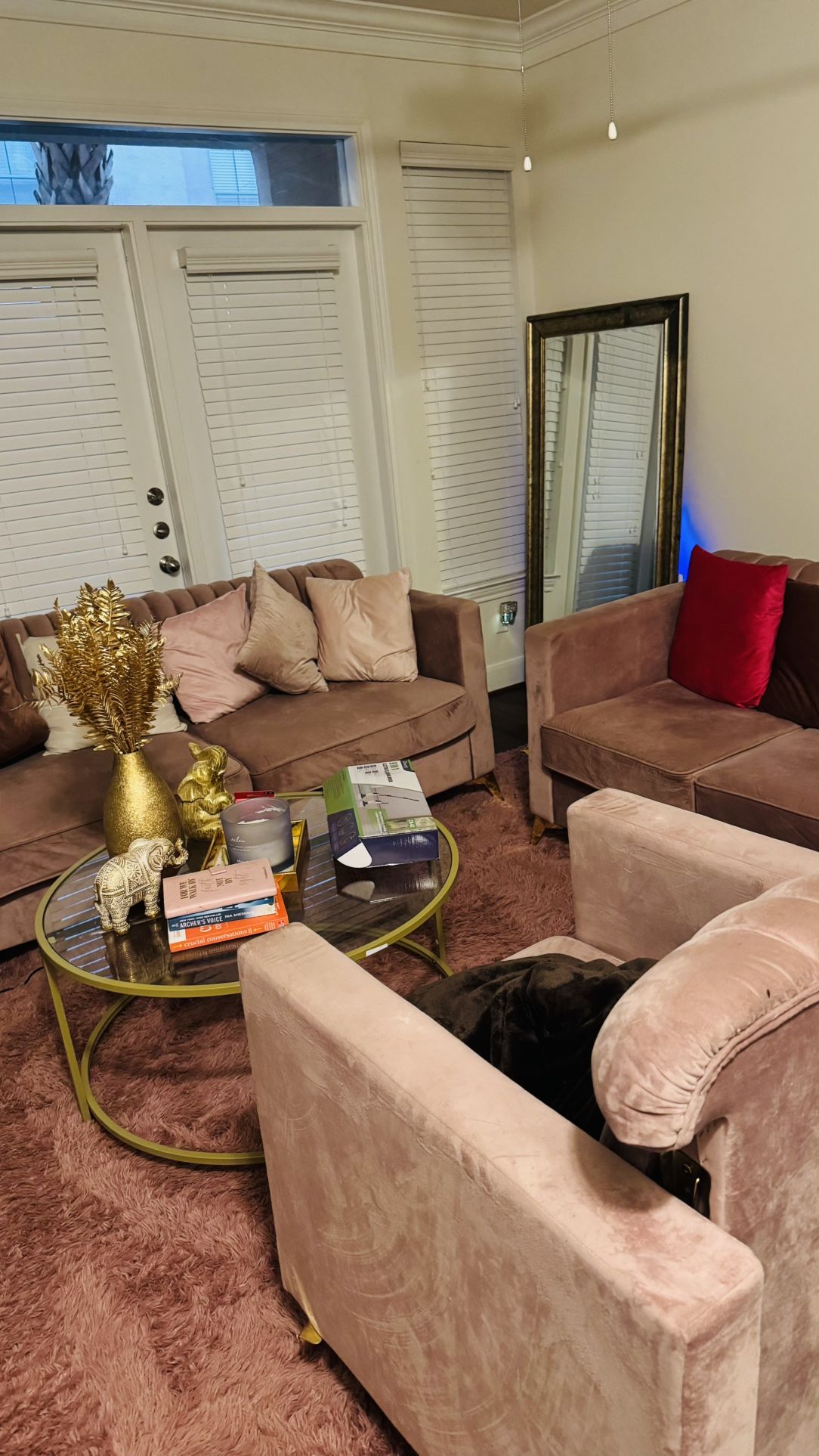 Pink 3 Piece Sofa For Sale
