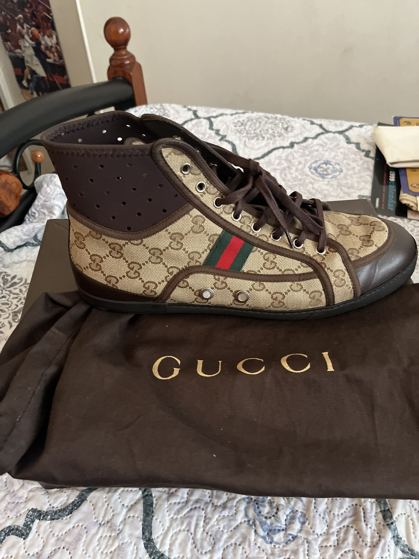Gucci Monogram Sneakers in Brown
