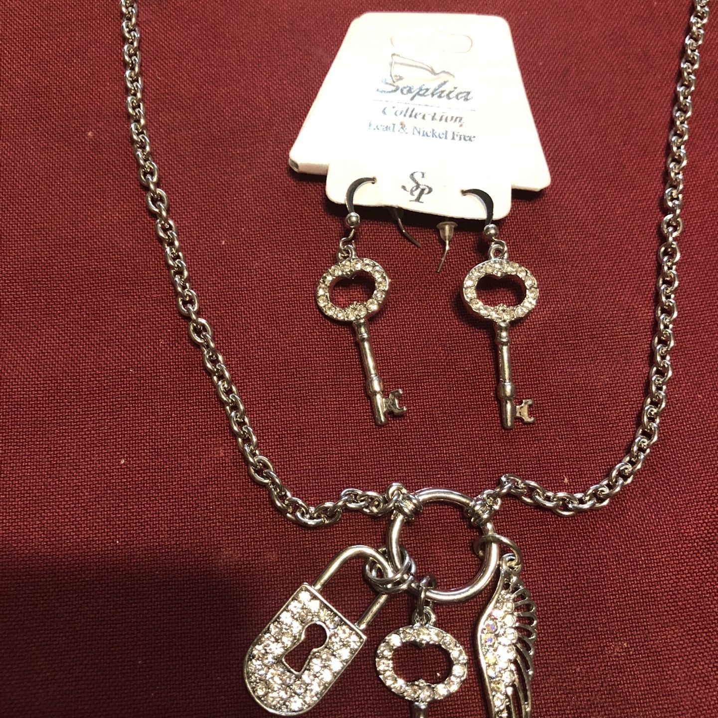 Charm Necklace And Matching “key” Earrings