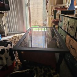 Metal Frame Glass Coffee Table